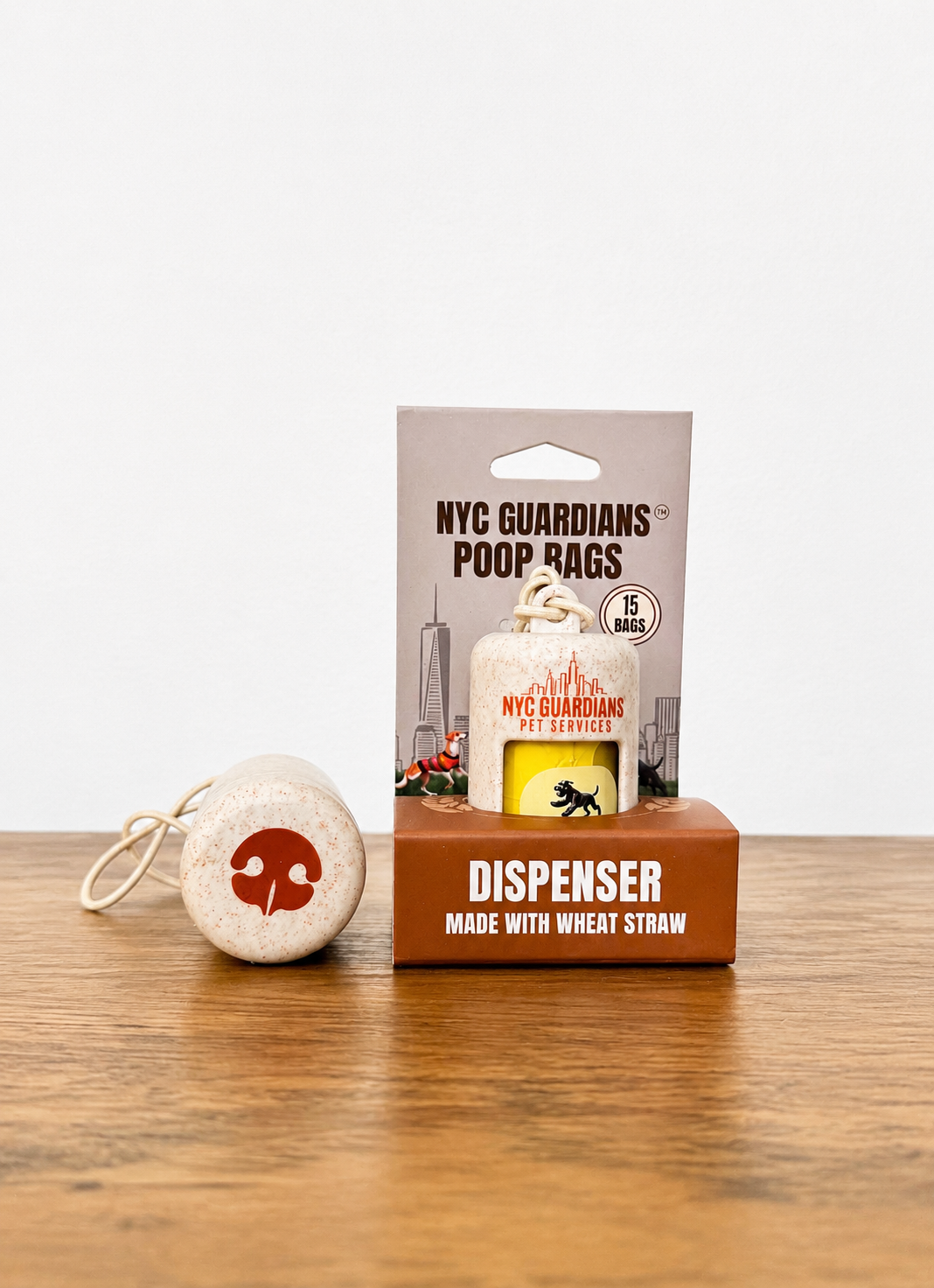 NYC Guardians Wheat Straw Poop Bag Dispenser | 15 Bags